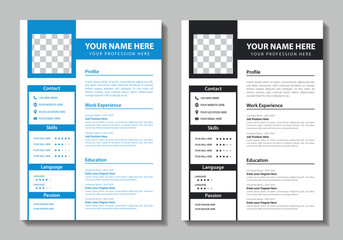 Clean Modern Resume and Cover Letter Layout Vector Template for Business Job Applications, Minimalist resume cv template, Resume design template, cv design, multipurpose resume design minimal Design