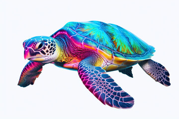 Fototapeta premium holographic turtle on a white background