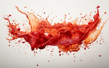 A splash of tomato sauce on a white background