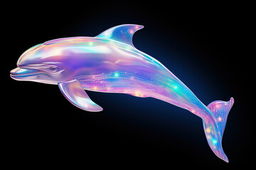 holographic dolphin on a black background