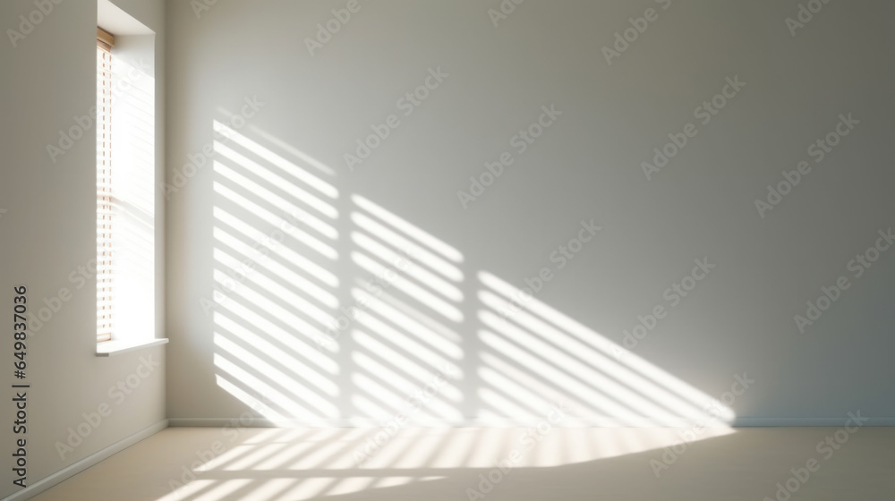Poster empty room with window and shadow on the wall.