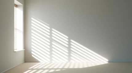 Empty room with window and shadow on the wall. 