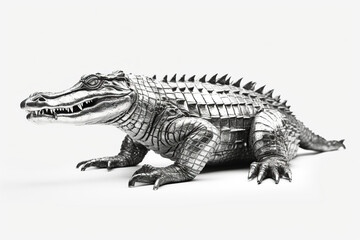 silver crocodile on a white background