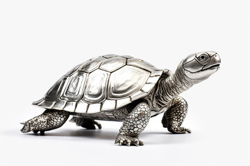 Obraz premium silver turtle on a white background