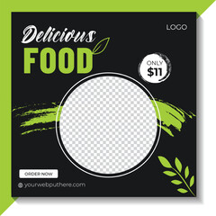 Social media post design for food. Layout design for marketing on social media.