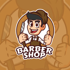 Barbershop Mascot Logo Design