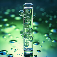 Molecular structure in glass test tube,created with generative ai tecnology.