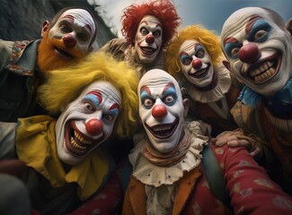 A group of clowns - Powered by Adobe