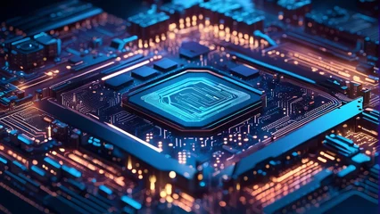 Deurstickers Futuristic server Abstract background circuit board processor © adi