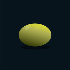 One olive on black background. Vector illustration 
