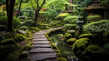 Rolgordijnen japan japanese zen garden illustration rock buddhism, nature balance, background texture japan japanese zen garden © sevector