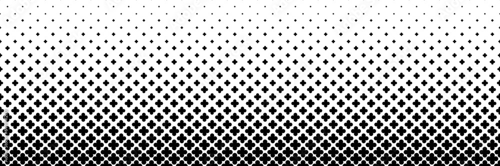 Poster horizontal black halftone flowers design for pattern and background.