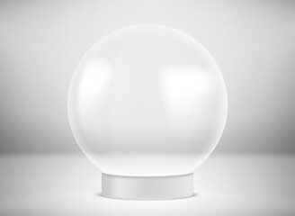 Transparent glass sphere on a table. 3d vector illustration