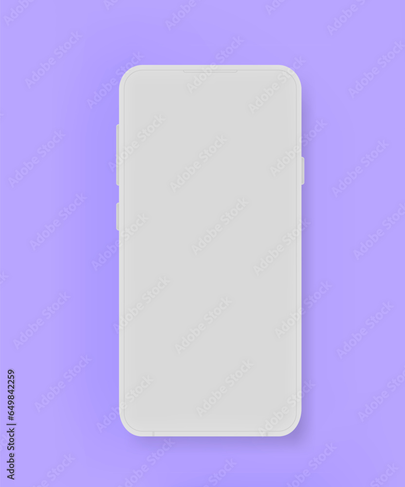 Poster Modern mobile phone with blank screen. 3d vector banner template with copy space
