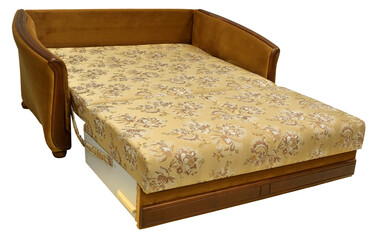 Sofa isolated on white background. Including clipping path. The sofa is laid out for sleep