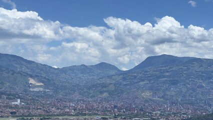 Fototapeta na wymiar mountains and clouds over medellin Colombia city in the morning 