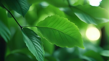 Nature of green leaf in garden at summer. Natural green leaves plants using as spring background - obrazy, fototapety, plakaty
