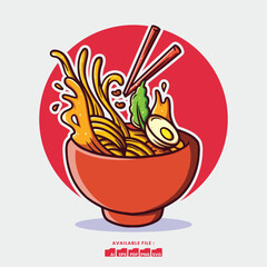 Hand drawn Cute Ramen Illustration