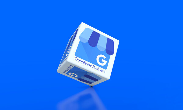 google my bussines, Social Media Concept, Online communication applications. 3D Visual Design