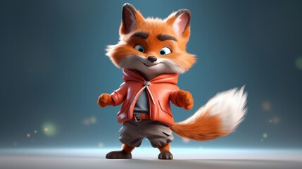 3D character fox logo UHD 8k Generative Ai