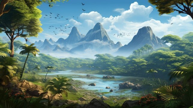 ocean indonesian archipelago tropical illustration water scenic, blue relax, recreation seascape ocean indonesian archipelago tropical