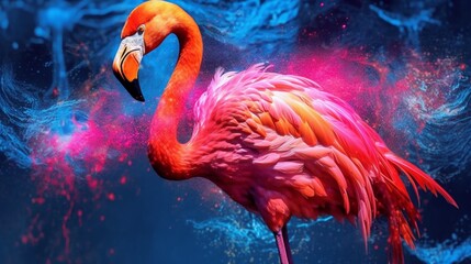 alcohol ink color splash flamingo eliminating light Generative Ai