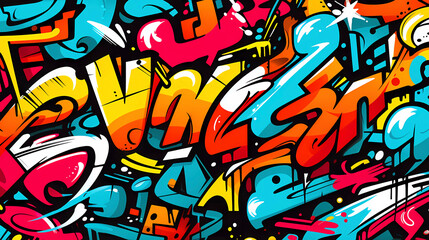 Oldschool graffiti pattern illustration Generative AI.