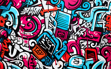 Obraz premium Oldschool graffiti pattern illustration Generative AI.