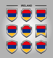 Ireland National Emblems Flag with Luxury Shield