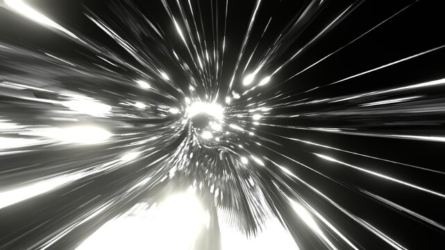 Dark tunnel with white neon lights.
3D illustration for background.