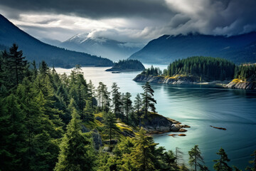 Fototapeta na wymiar British Columbia, West Canada, Landscape Background with stunning mountains and lakes