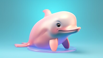 Baby Whale Colorful Single Color Background Generative Ai