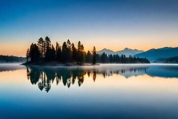 Obraz premium sunrise over lake
