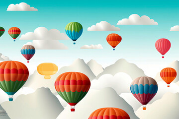 Obraz premium Generative AI background illustration of colorful aerostatic backgrounds with blue sky