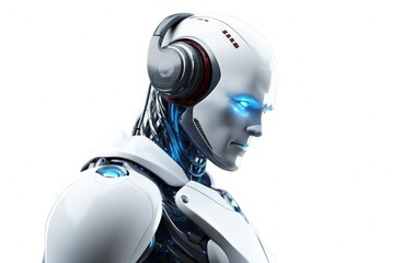Obraz na płótnie Canvas Robot illustration on white background, artificial intelligence and technology. Generative AI