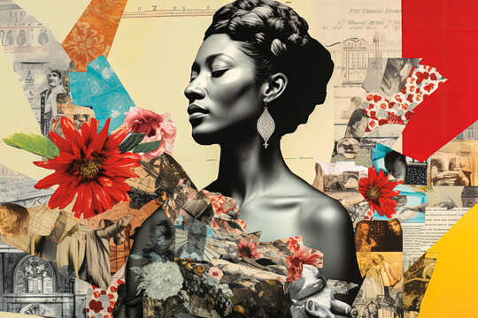 Generative AI collage illustration that showcases the strength and resilience of women