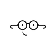 The kid with the glasses. Children eyeglasses. Simple minimal vector on empty white clean background.