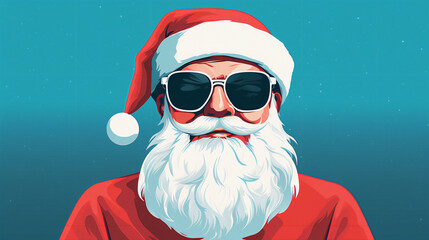 Cool Santa illustration - sunglasses - close-up - serious expression - Christmas - festive - holiday 