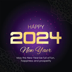 2024 new year celebration concept for greeting card, banner and post template