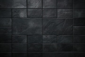 Dark black ceramic wall and floor tiles mosaic background. Simple seamless abstract surface grunge | Generative AI