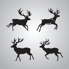 Cartoon deer vector illustration with antlers isolated on white background t-shirt design elements

