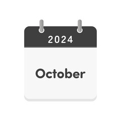 Simple calendar icon with the letters 2024 and October - English calendar for October 2024