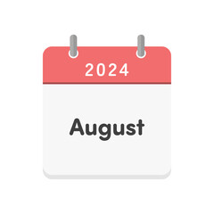Simple calendar icon with the letters 2024 and August - English calendar for August 2024
