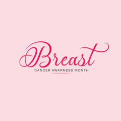 Breast Cancer Awareness line lettering. Hand drawn modern vector calligraphy isolated on pink background. Simple inscription with swashes, wavy lettering text. Awareness Month October Banner Template.