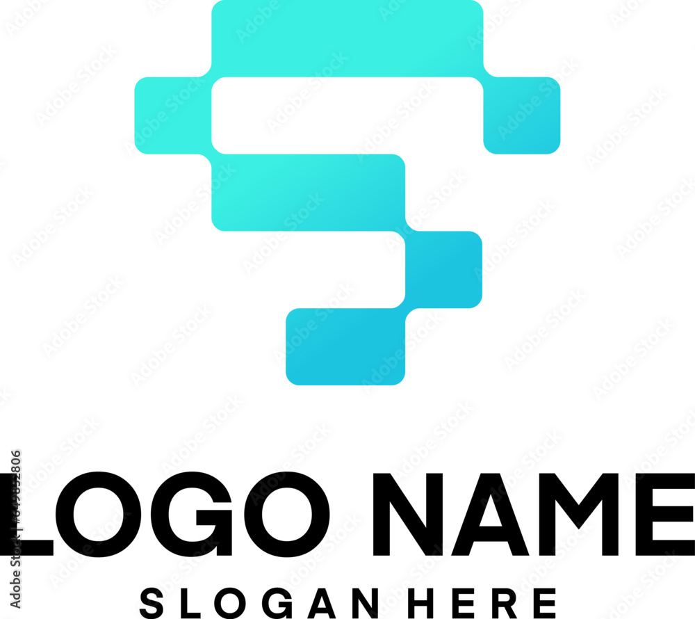 Poster abstract digital technology logo design template with initial letter s graphic design illustration. 