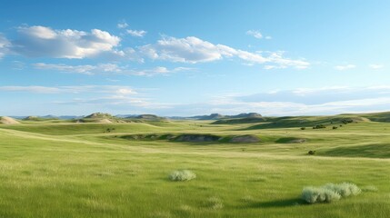 Fototapeta na wymiar hills rolling prairie expansive illustration sky landscape, nature blue, field beautiful hills rolling prairie expansive