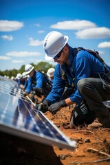 Solar modules being installed in expanding solar farm over time | Generative AI