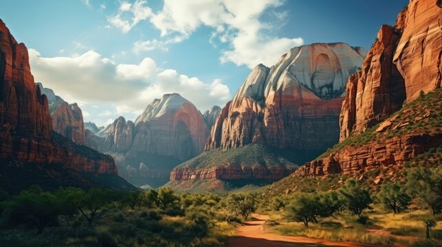 mountain zion canyon located illustration springdale travel, wilderness usa, scenic river mountain zion canyon located