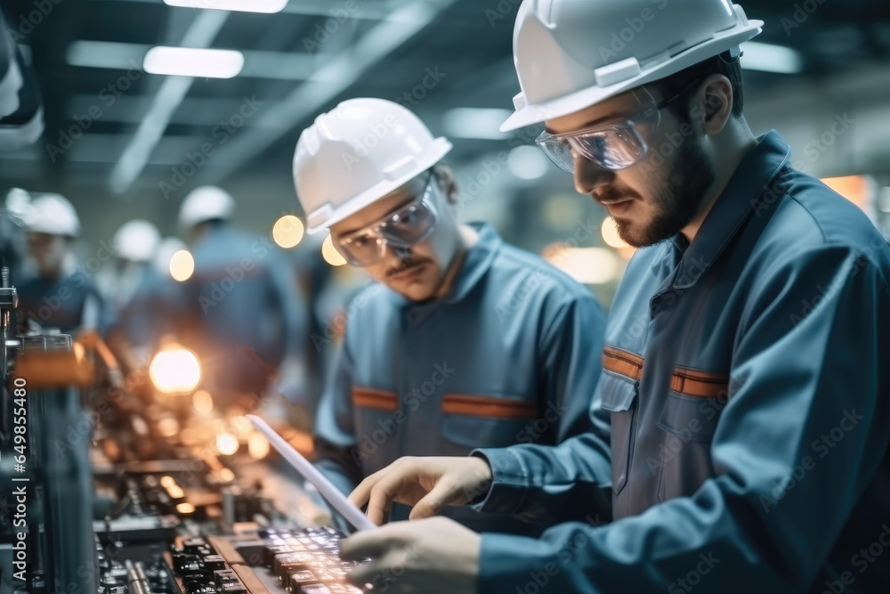 Poster engineers working in a factory.