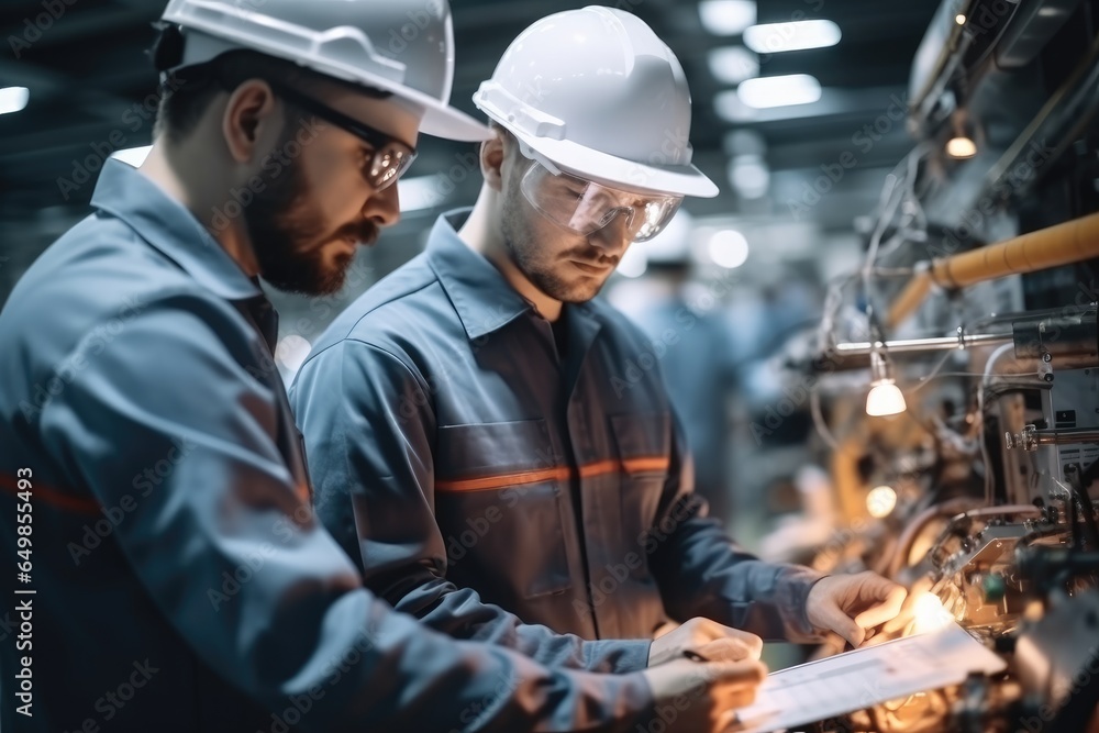 Poster engineers working in a factory.